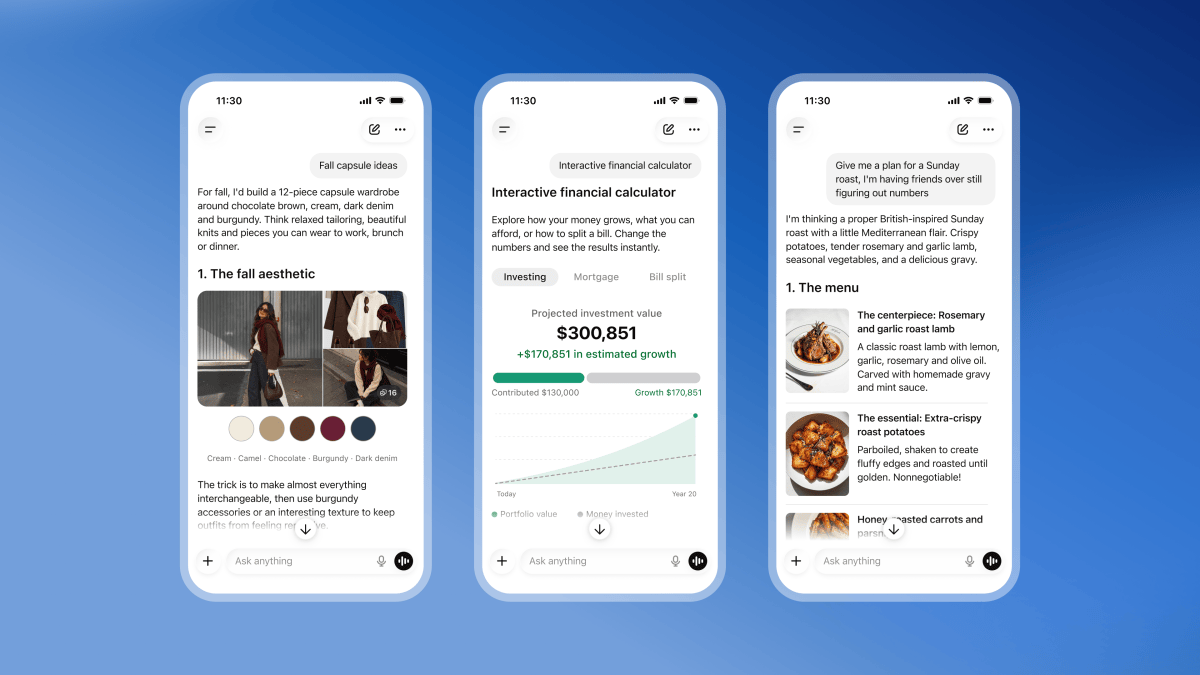 ChatGPT ganha nova interface mais visual com cards interativos